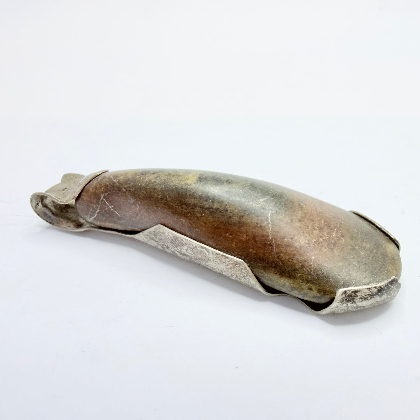 Chunky Vintage Solid Silver Hardstone Pendant.