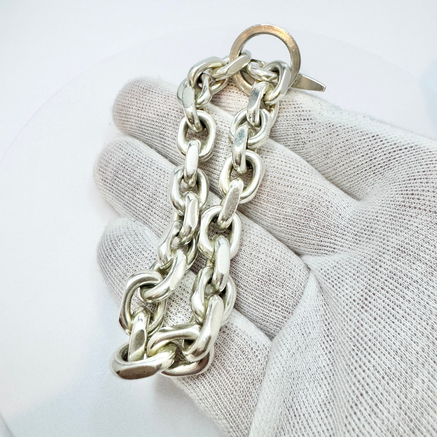 Denmark c 1960s. Chunky 2.9oz Sterling Silver Chain Bracelet.