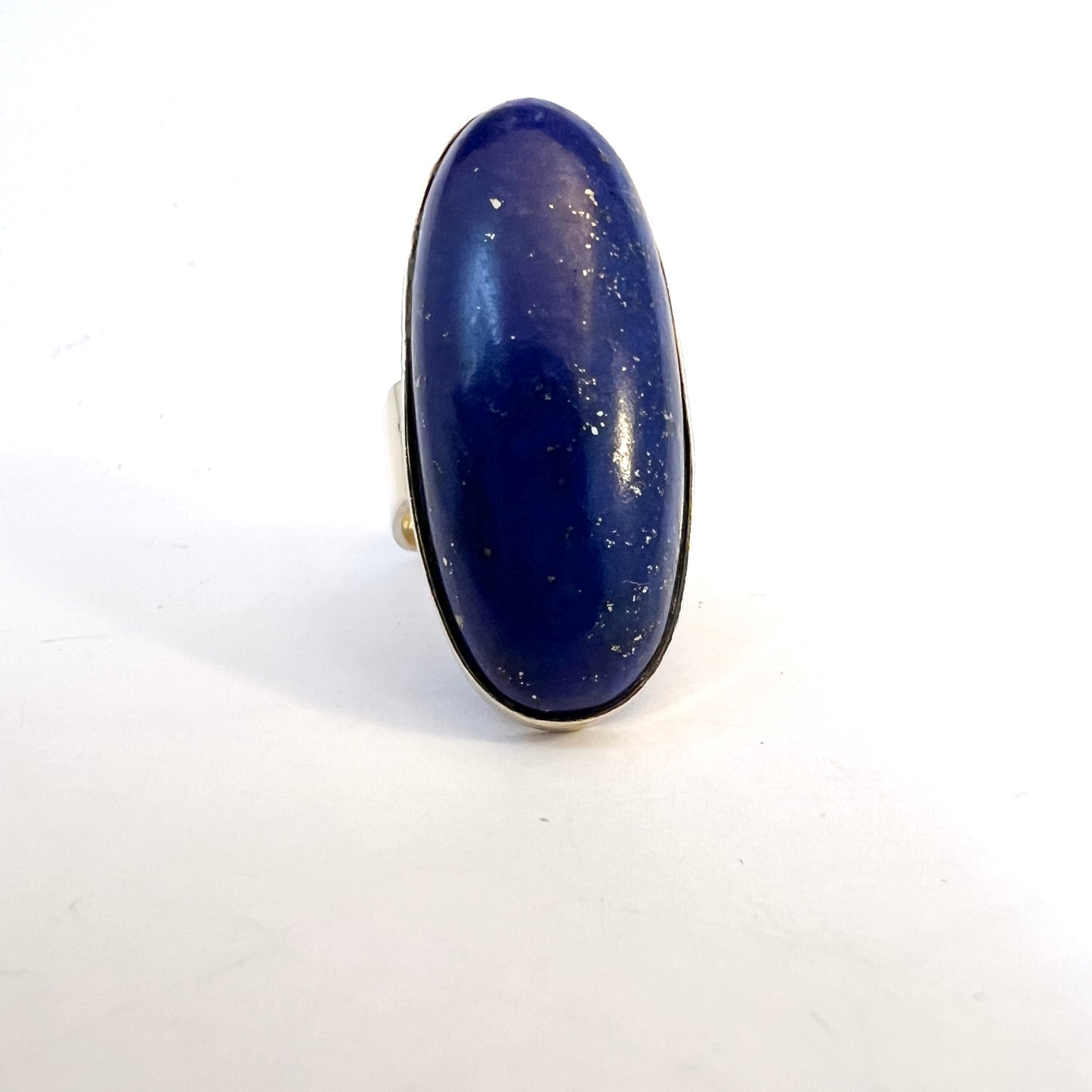 Vintage Bold Modernist 14k Gold Lapis Lazuli Ring