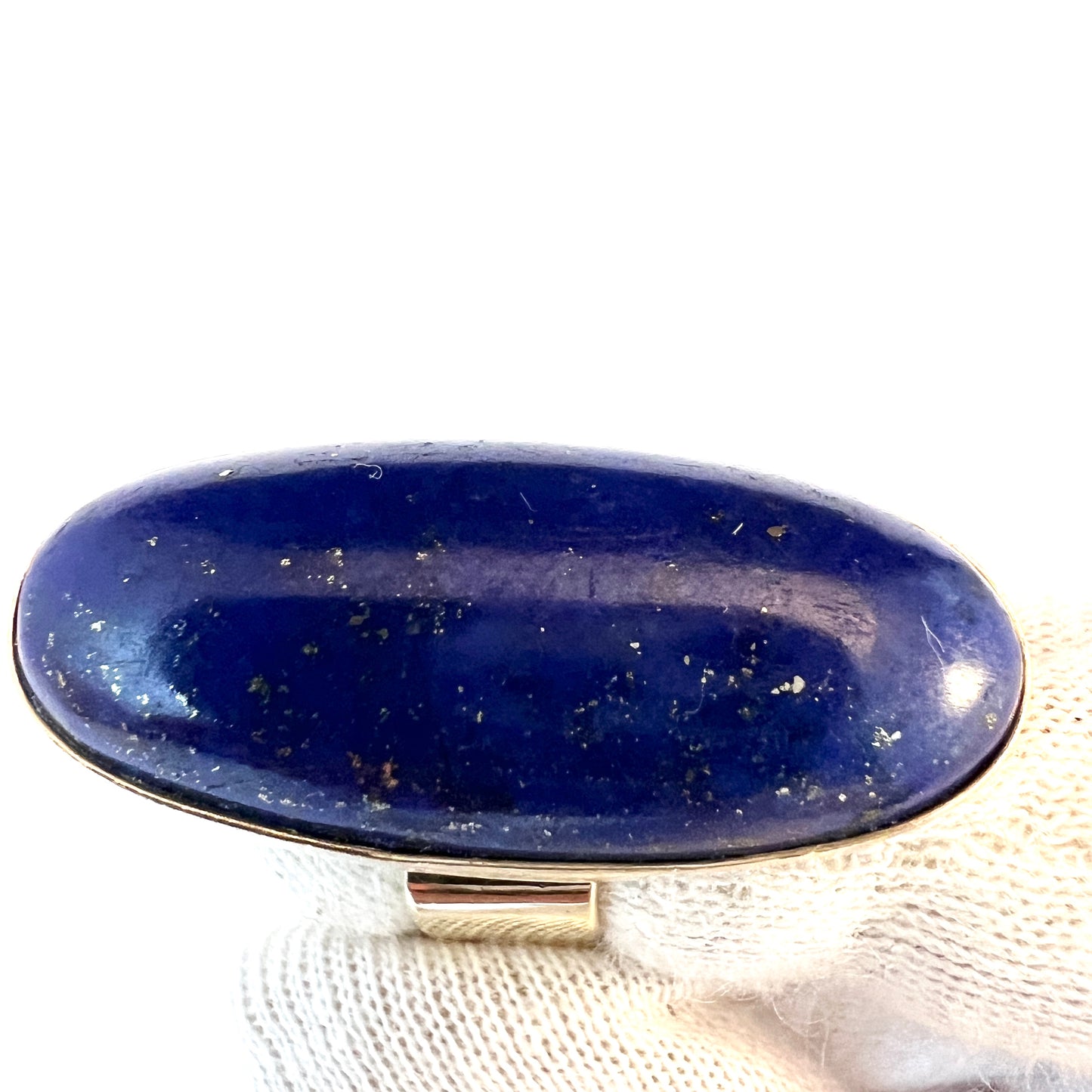 Vintage Bold Modernist 14k Gold Lapis Lazuli Ring