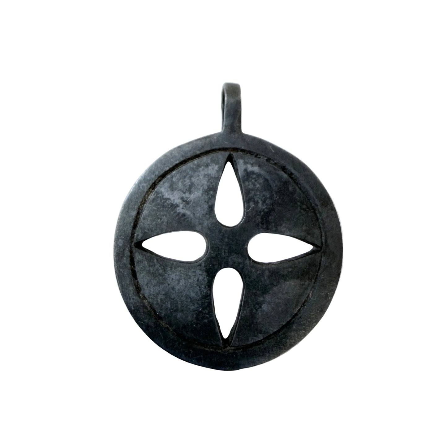 Vintage Blackened Sterling Silver Sun Cross Pendant