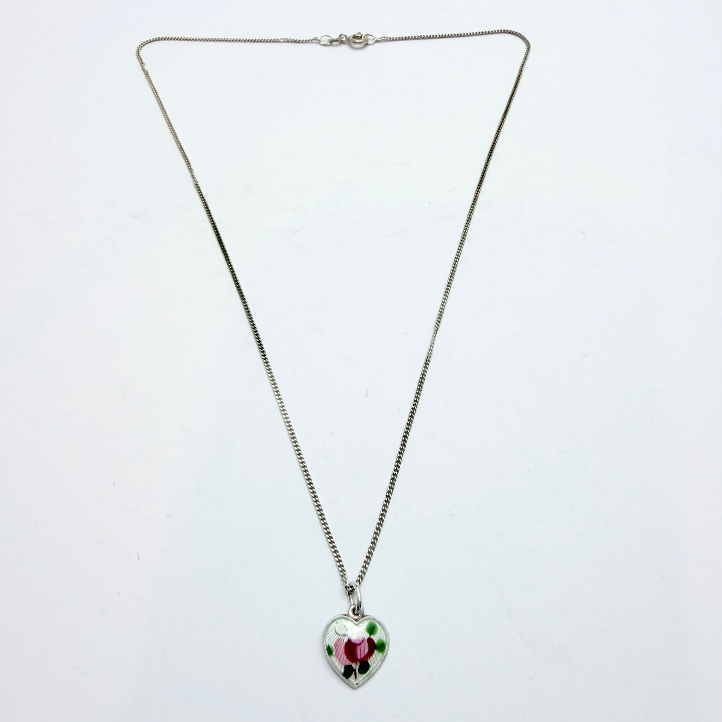 Opro, Norway. Vintage Sterling Silver Enamel Pendant Necklace.