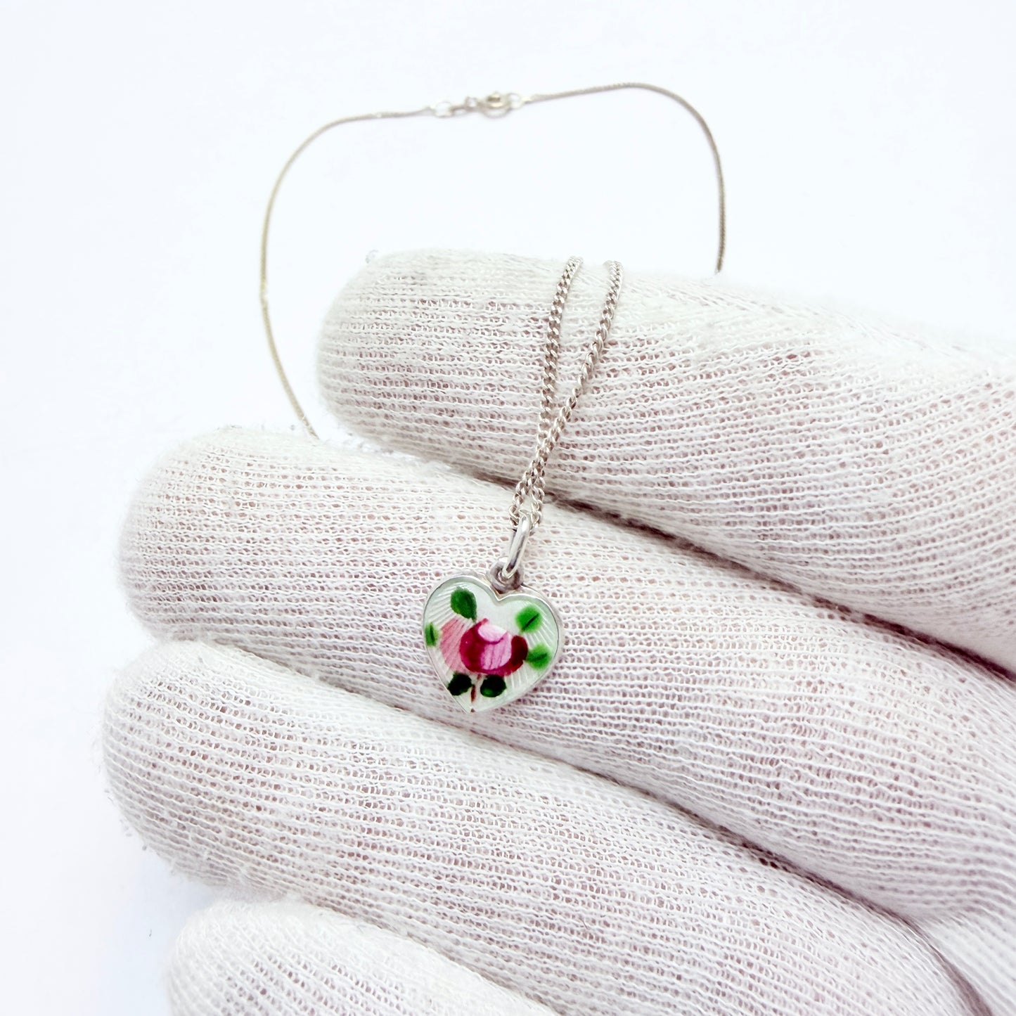 Opro, Norway. Vintage Sterling Silver Enamel Pendant Necklace.