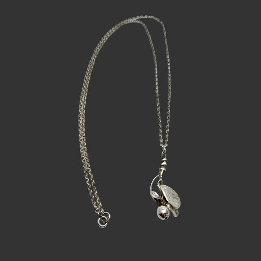 Vintage Sterling Silver Lingonberry Pendant Long Chain Necklace.