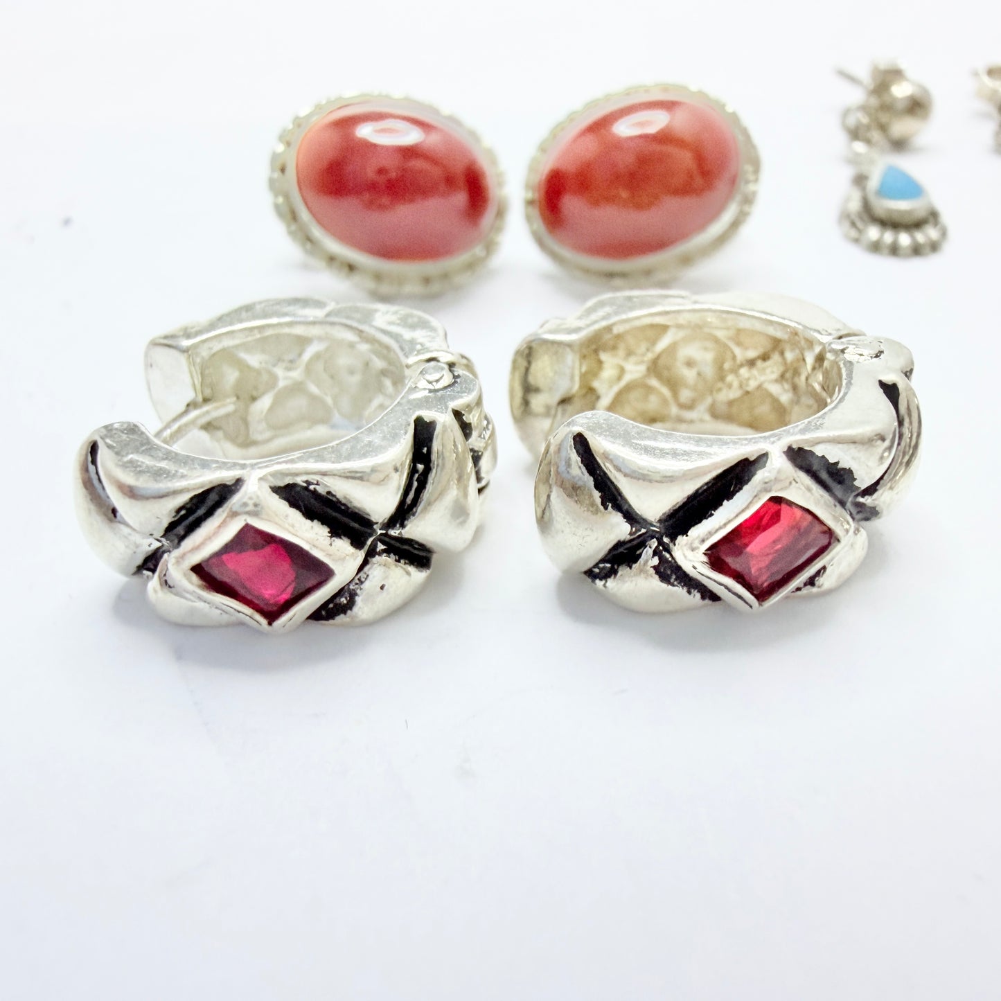 4 Pair of Vintage Sterling Silver Earrings. Job-lot