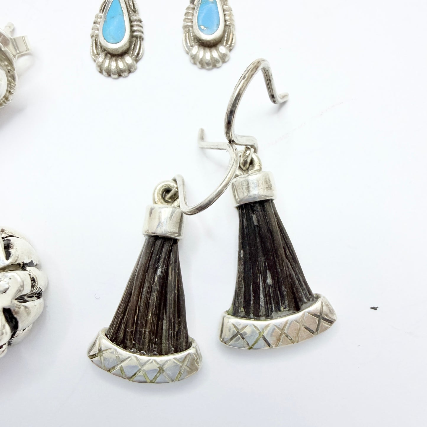 4 Pair of Vintage Sterling Silver Earrings. Job-lot