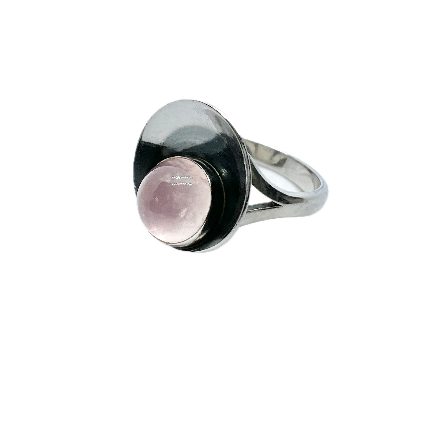 Niels Erik From, Denmark 1950-60s Sterling Silver Rose Quartz Ring.