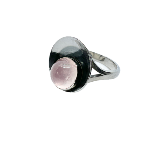 Niels Erik From, Denmark 1950-60s Sterling Silver Rose Quartz Ring.