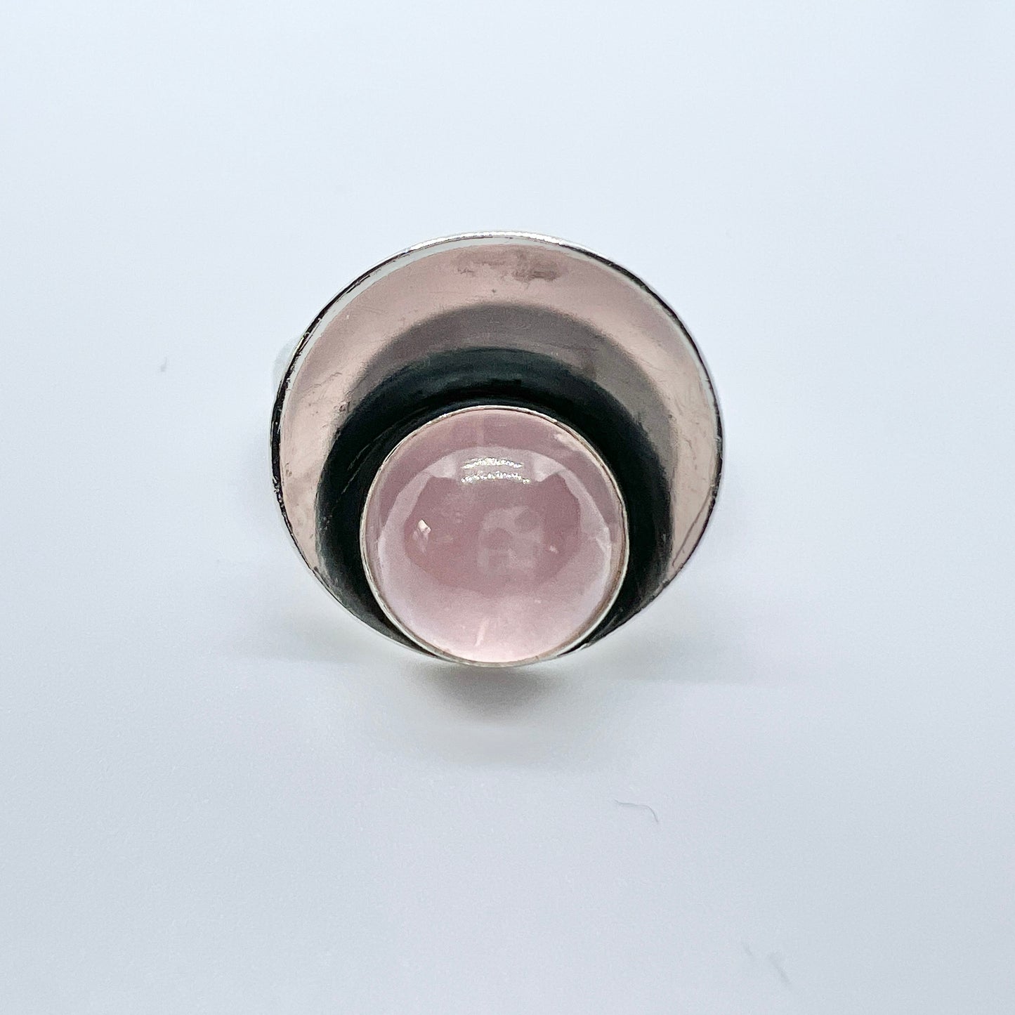 Niels Erik From, Denmark 1950-60s Sterling Silver Rose Quartz Ring.