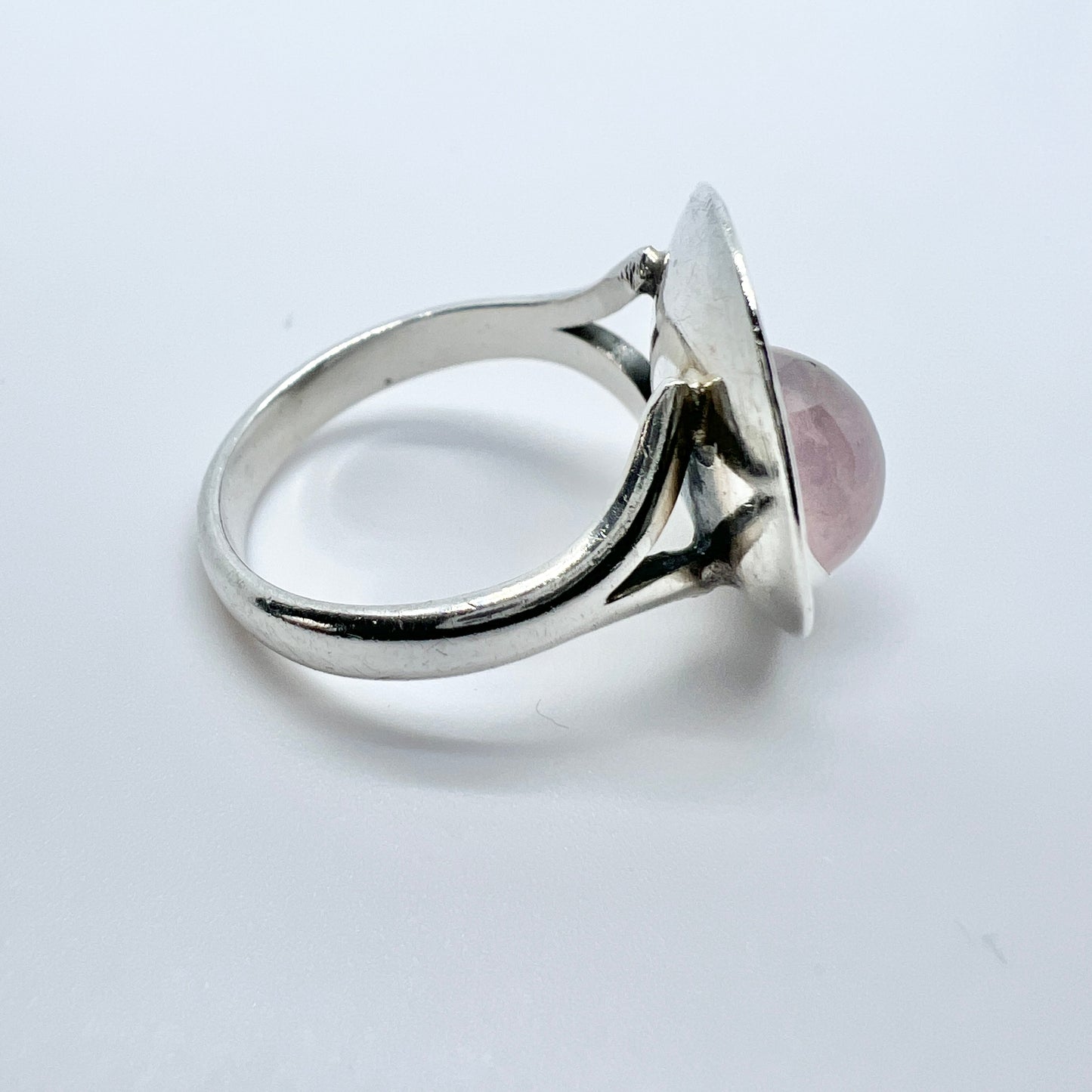 Niels Erik From, Denmark 1950-60s Sterling Silver Rose Quartz Ring.