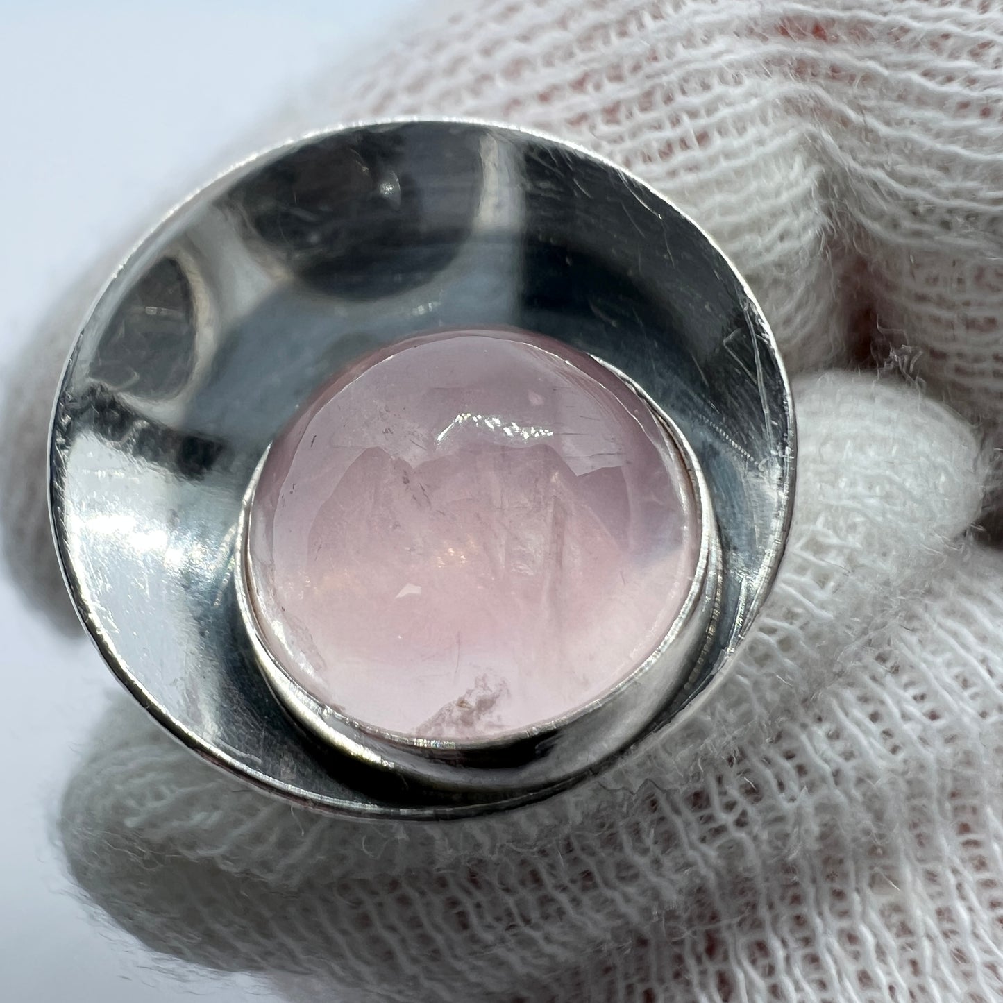 Niels Erik From, Denmark 1950-60s Sterling Silver Rose Quartz Ring.