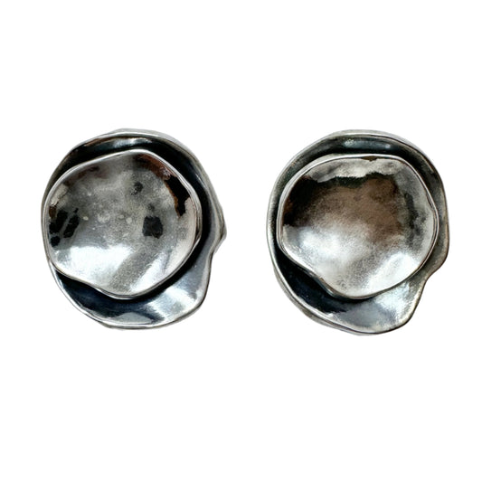 Liisa Vitali for N Westerback, Finland. Vintage Sterling Silver Earrings. Design: Gardenia.