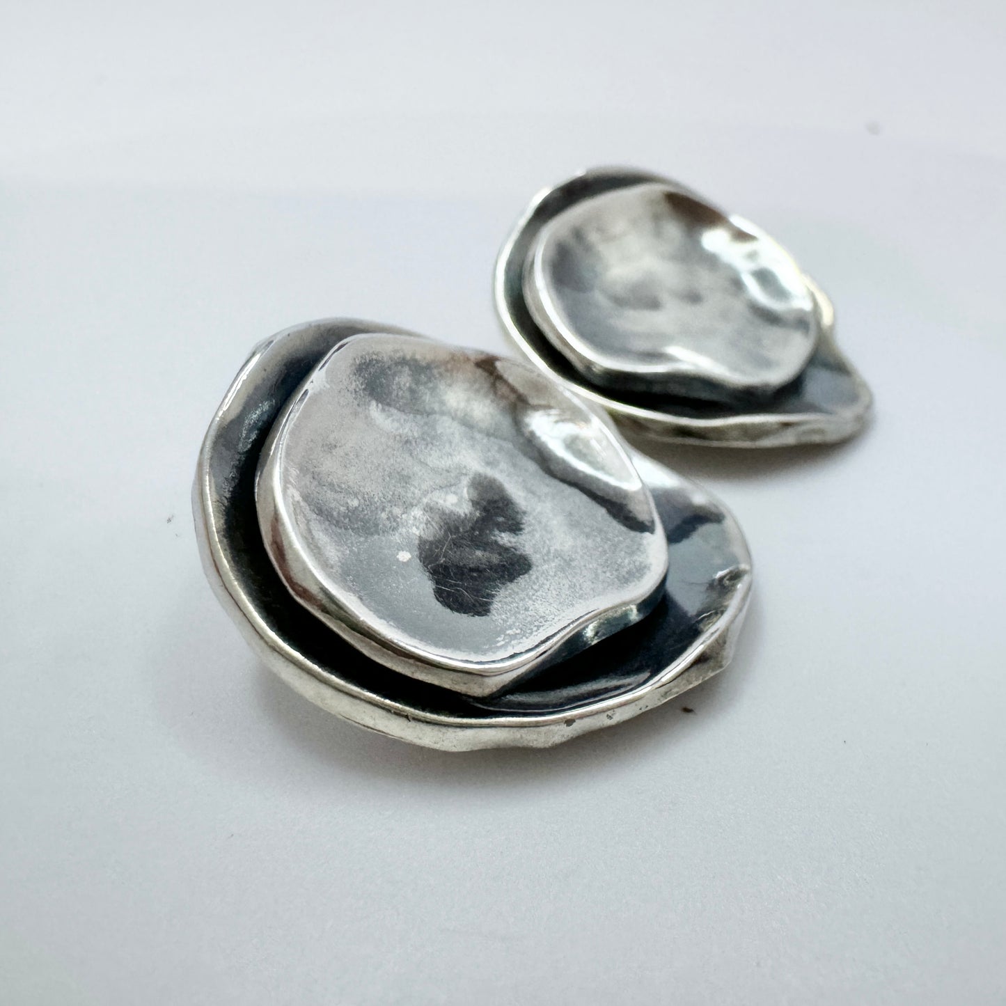 Liisa Vitali for N Westerback, Finland. Vintage Sterling Silver Earrings. Design: Gardenia.