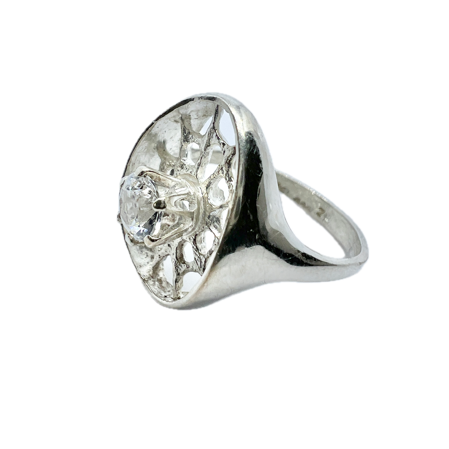 Örneus, Sweden 1974. Vintage Sterling Silver Quartz Ring.