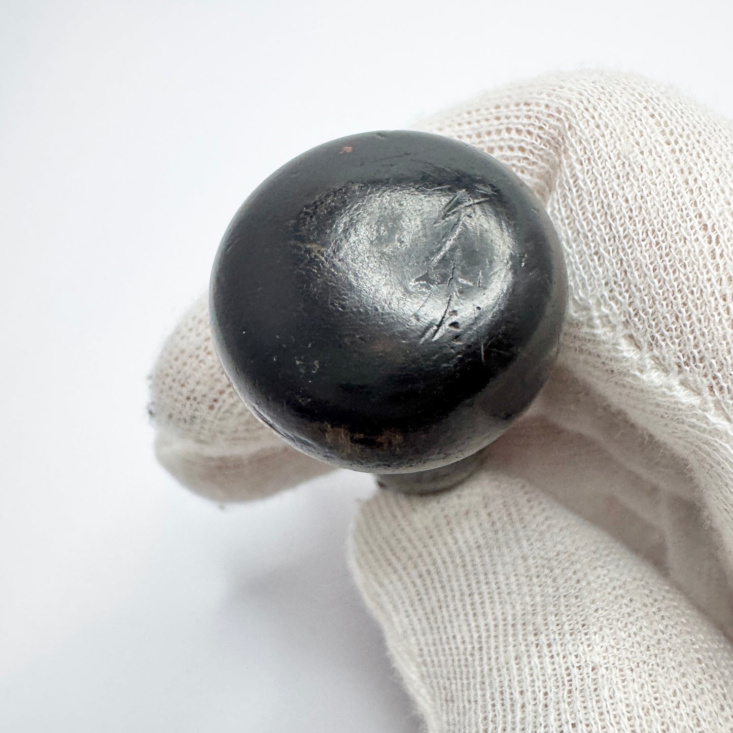 Malmö, Sweden late 1800s. Antique Silver Turned Wood Wax Seal Stamp. "A"