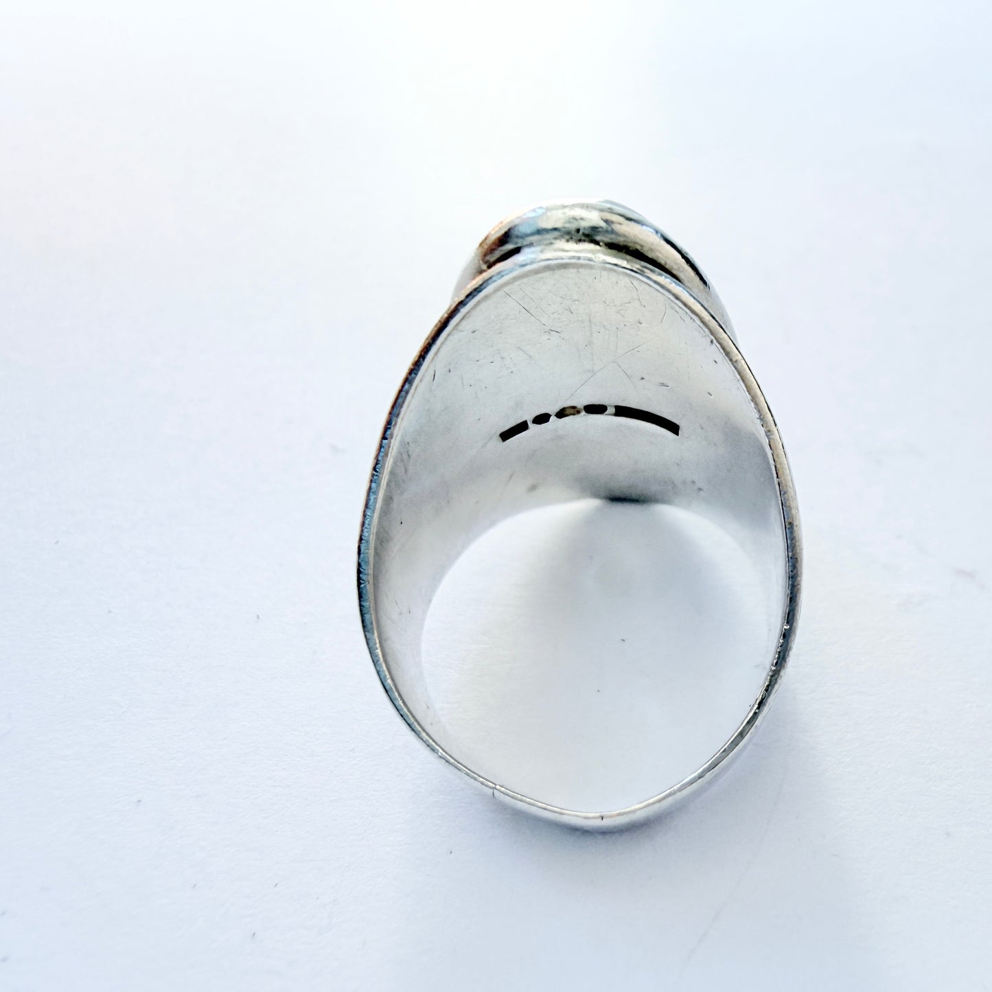 Alton, Sweden 1957. Vintage Solid Silver Moss Agate Ring. Pls read description.