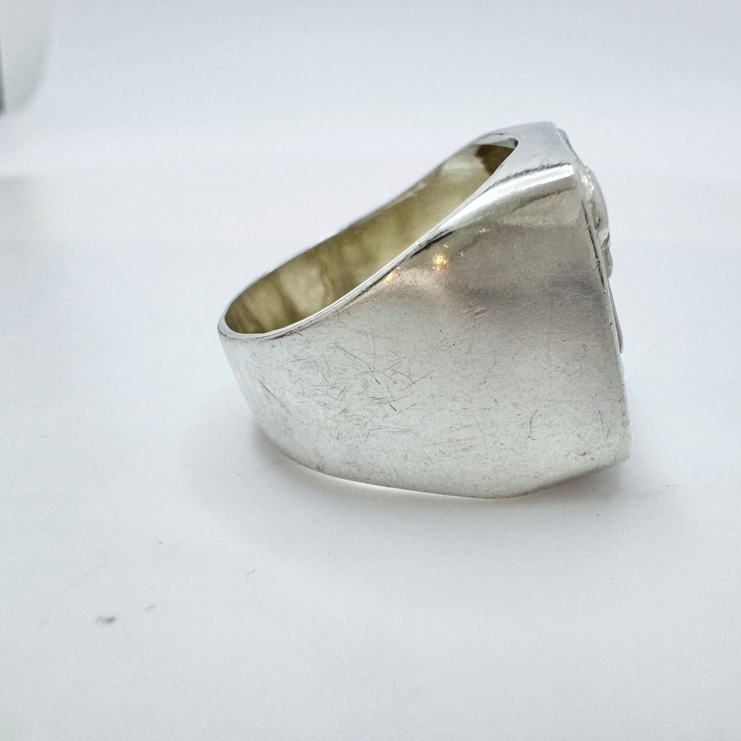 USSR, Soviet Era. Vintage Solid Silver Signet Ring.