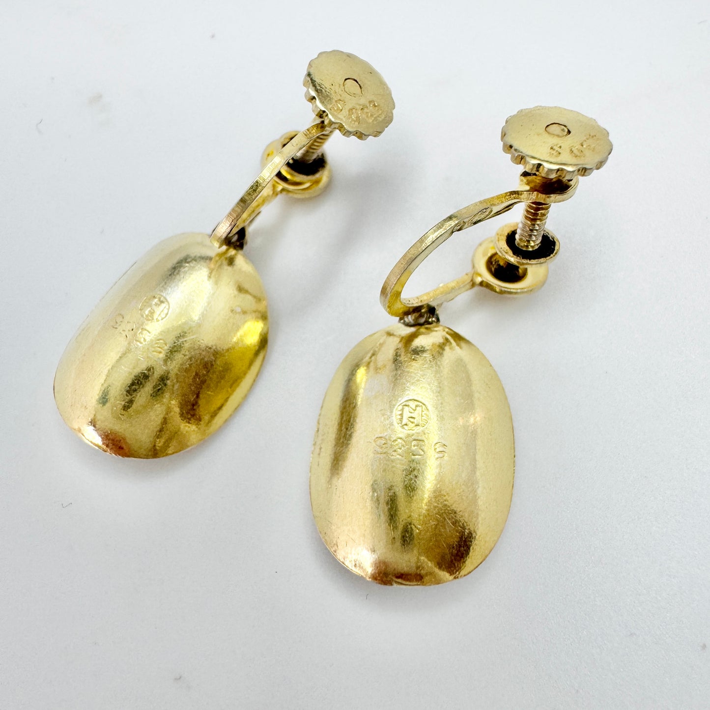 Ivar T Holth, Norway. Vintage Sterling Silver Blue Enamel Earrings.