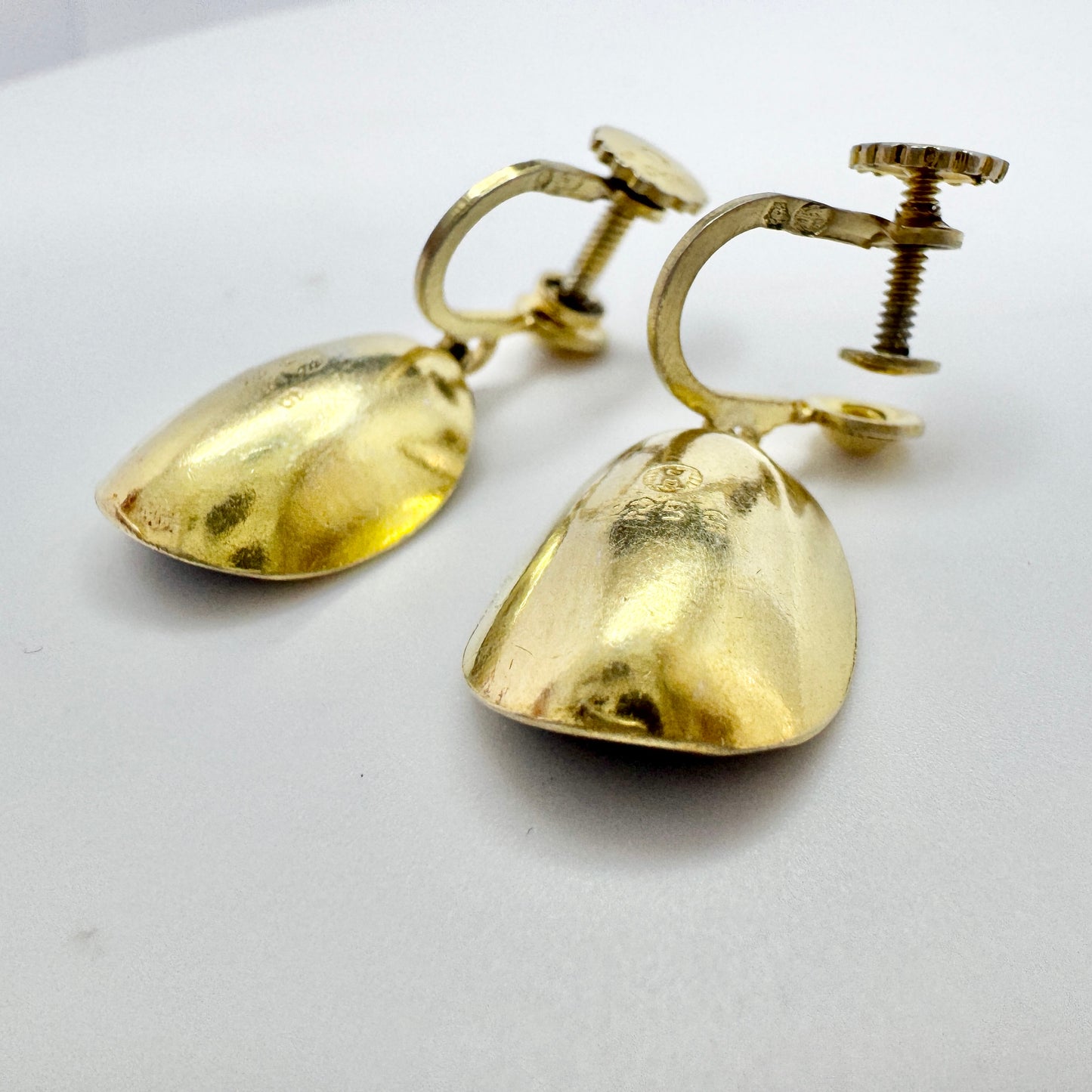 Ivar T Holth, Norway. Vintage Sterling Silver Blue Enamel Earrings.