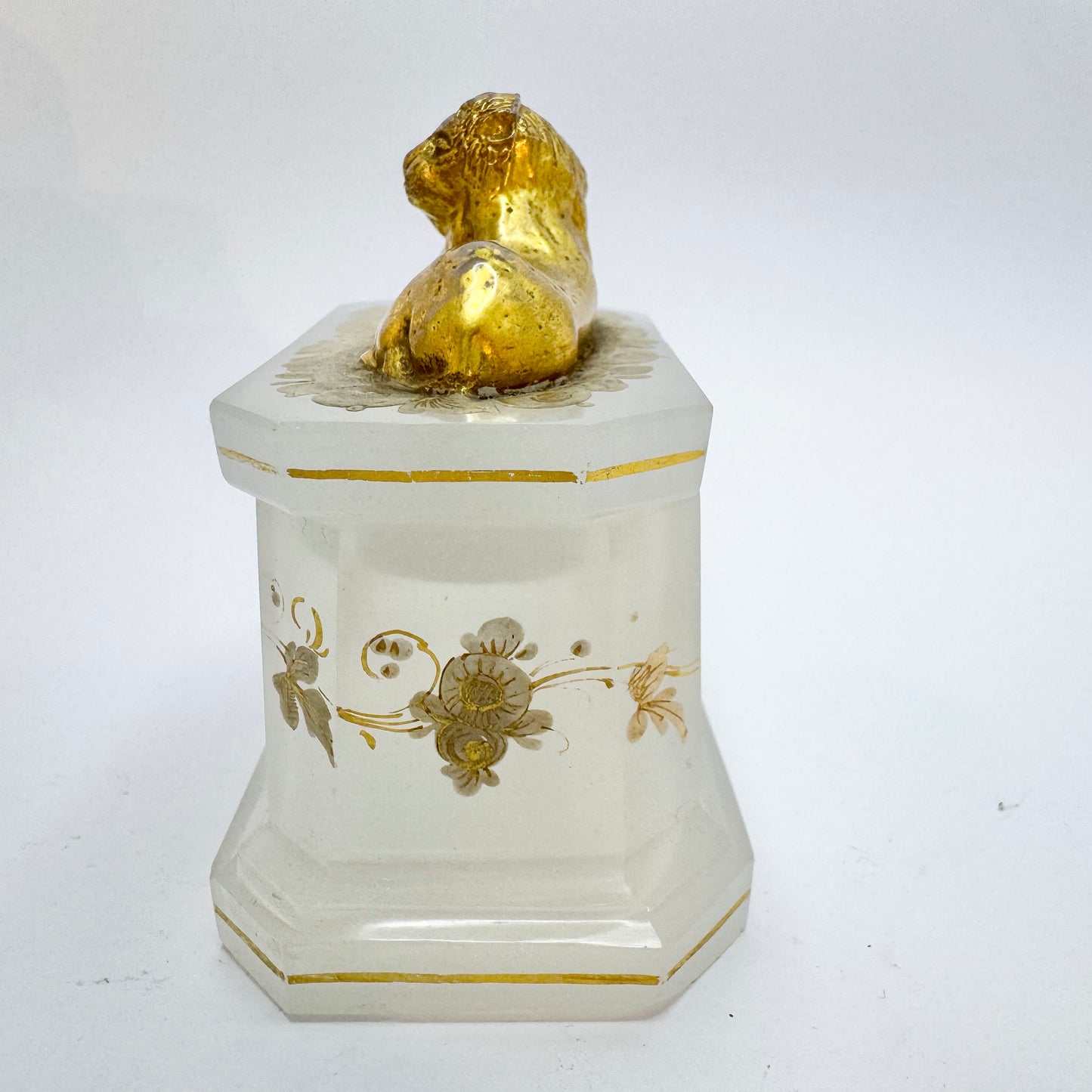 Antique Victorian Gilded Opaline Jewelry Casket Trinket Box, likely France.