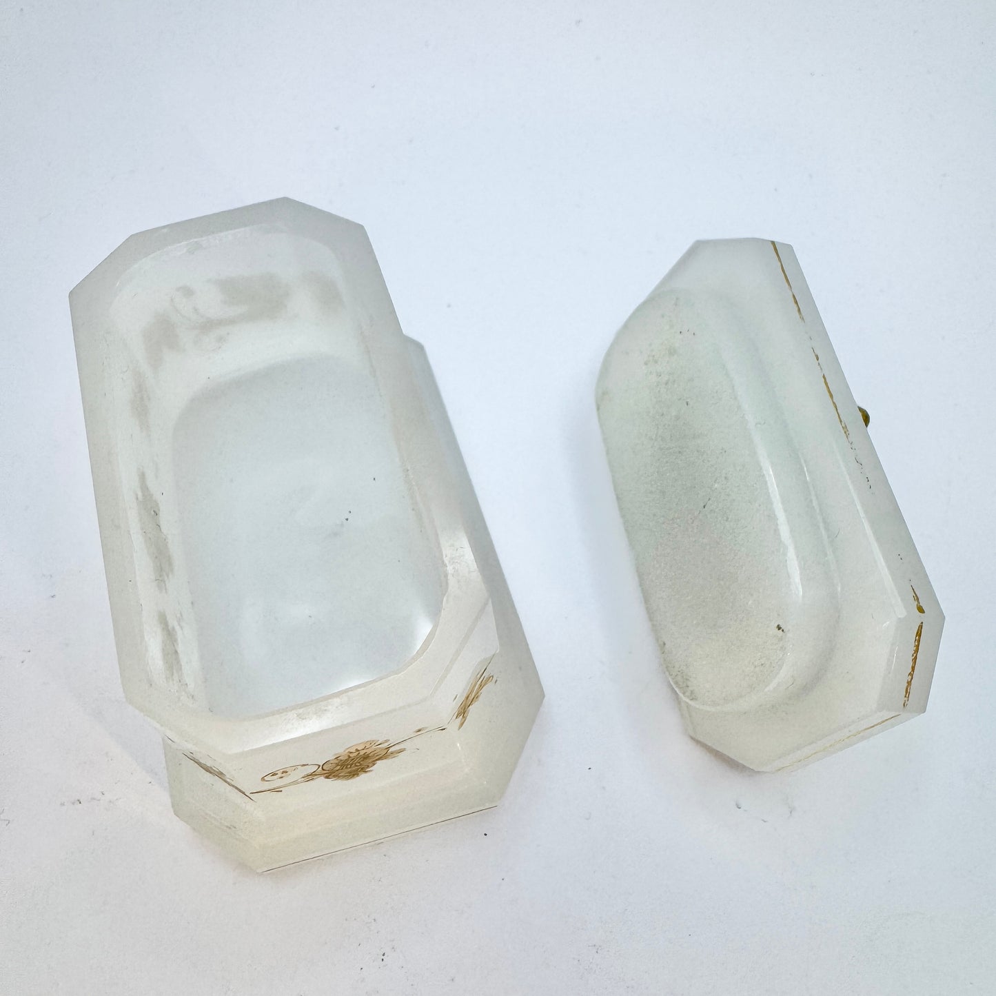 Antique Victorian Gilded Opaline Jewelry Casket Trinket Box, likely France.