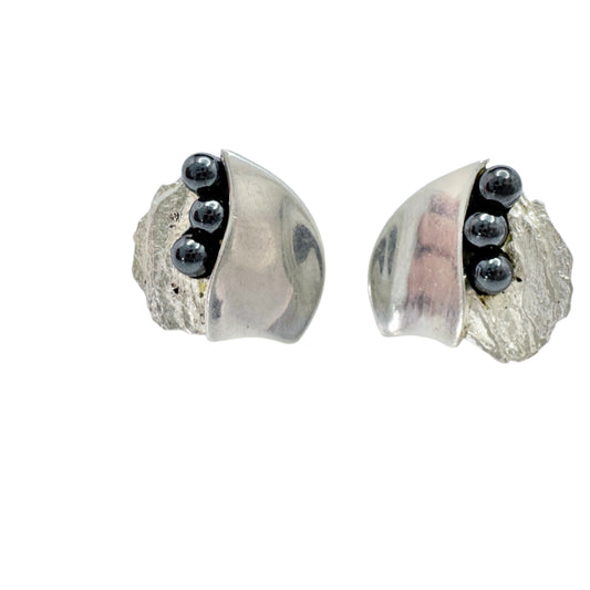 Denmark. Vintage Sterling Silver hematite Stud Earrings.