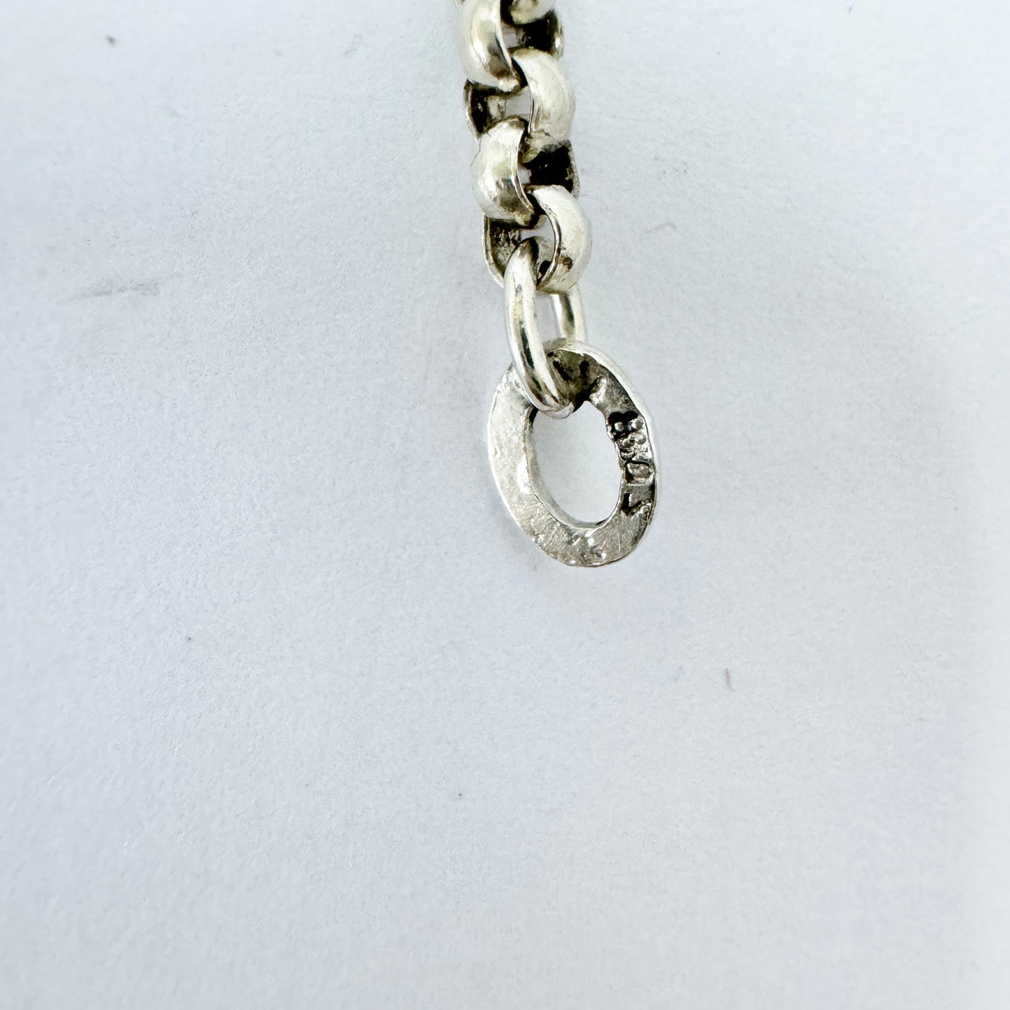 Denmark c 1950s Vintage Solid Silver 47 inch Chain Necklace