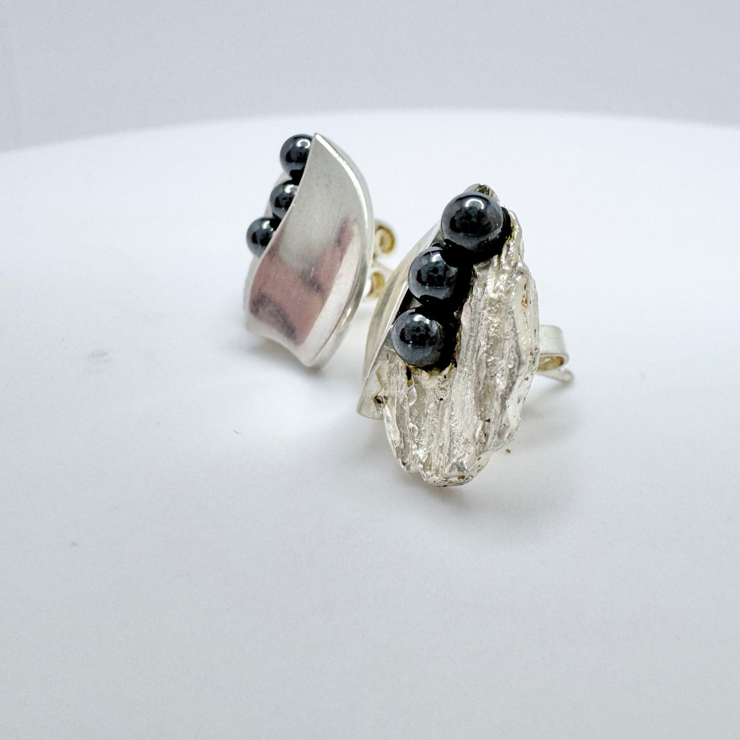 Denmark. Vintage Sterling Silver hematite Stud Earrings.
