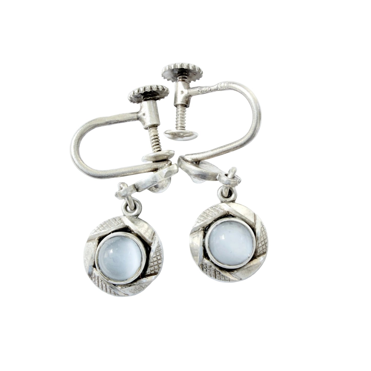 K&L-Kordes Lichtenfels, Germany c 1950s. Silver Moonstone Earrings