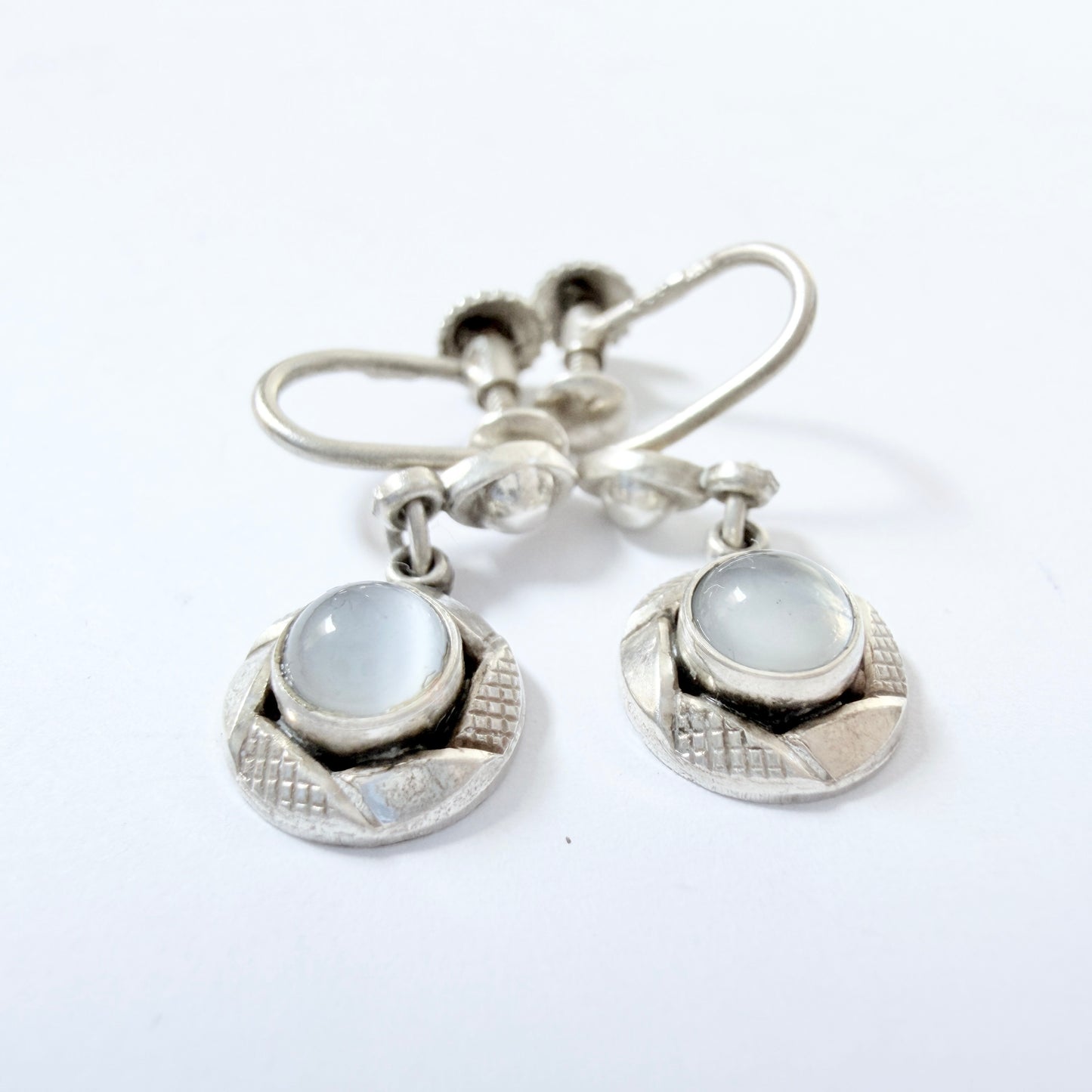 K&L-Kordes Lichtenfels, Germany c 1950s. Silver Moonstone Earrings