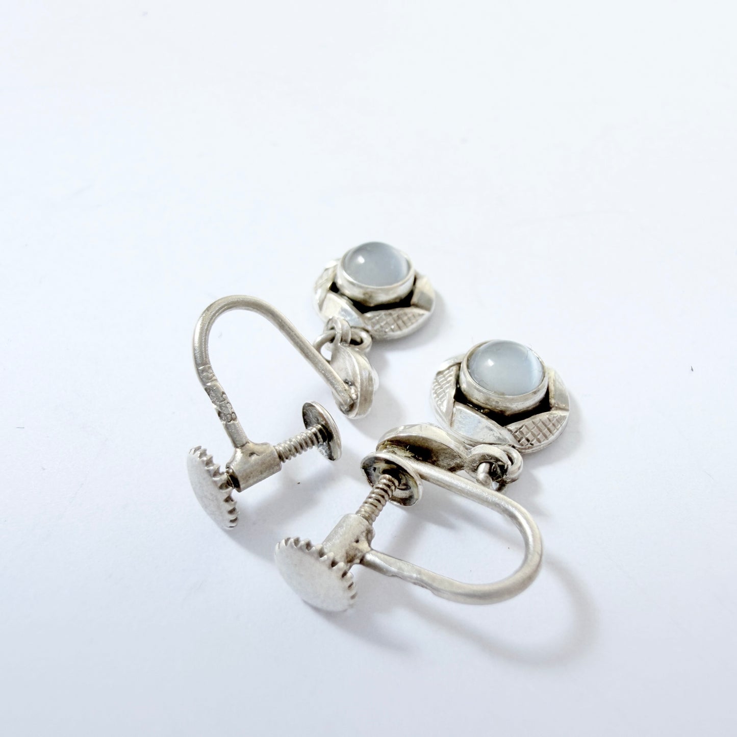 K&L-Kordes Lichtenfels, Germany c 1950s. Silver Moonstone Earrings