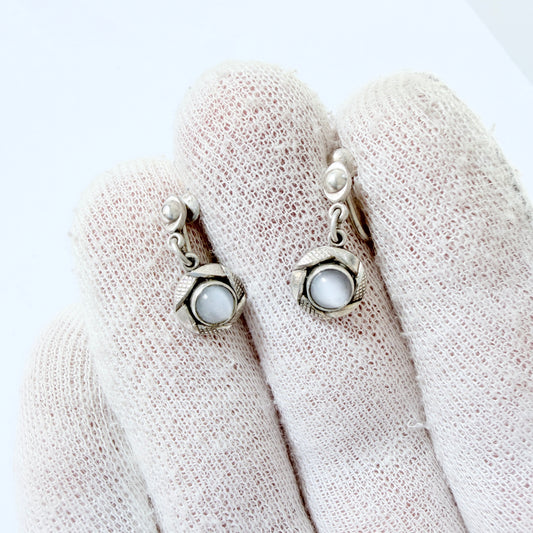 K&L-Kordes Lichtenfels, Germany c 1950s. Silver Moonstone Earrings