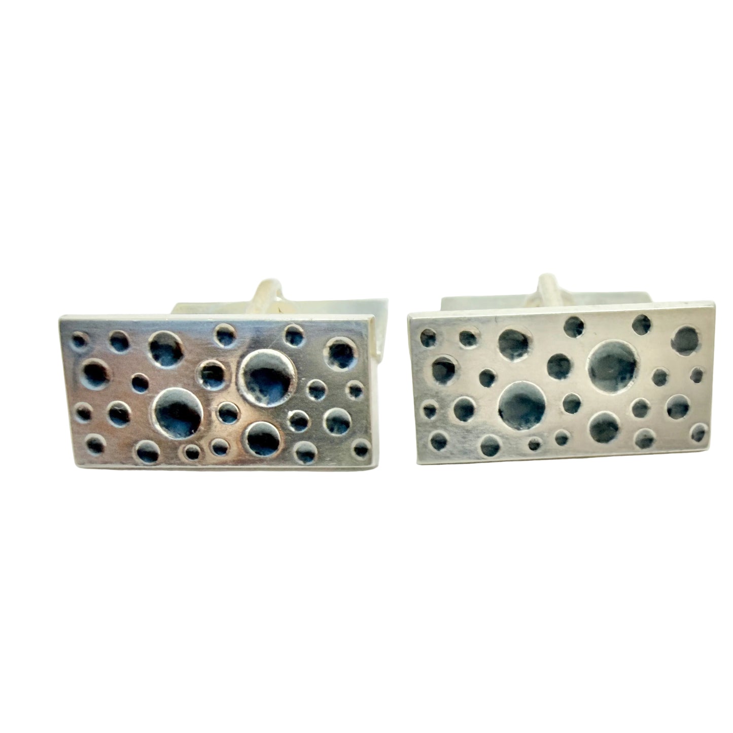 Elis Kauppi, Kupittaan Kulta Finland 1960s. Vintage Sterling Silver Space Age Moon Surface Cufflinks