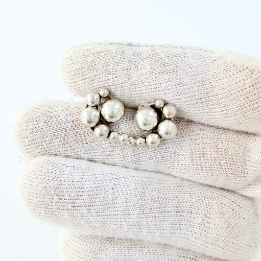 Interesting pair of Vintage ca 1950s Solid Silver Grape-cluster Earrings.