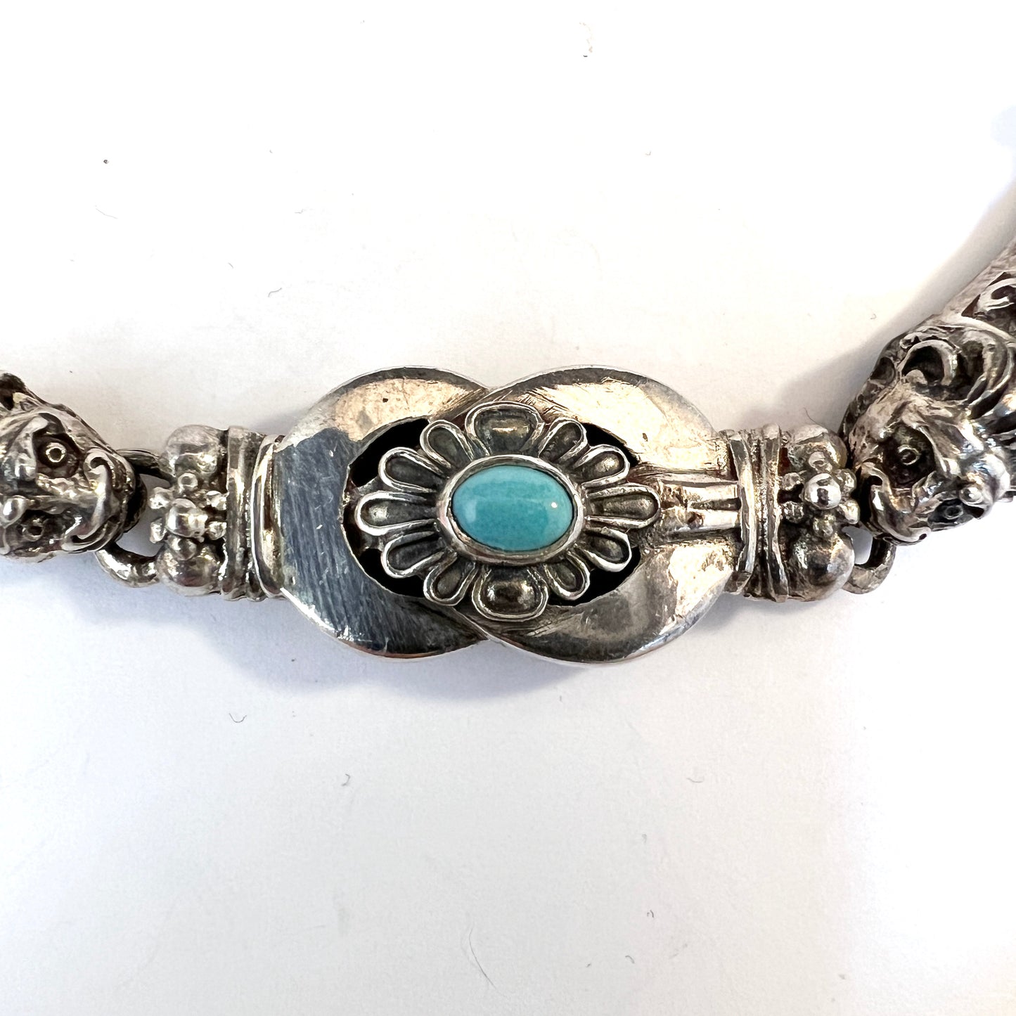 Vintage Sterling Silver Turquoise Necklace.