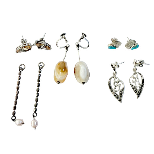 Job-lot. Vintage Silver Earrings and Earring Pendants.