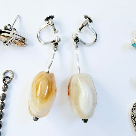 Job-lot. Vintage Silver Earrings and Earring Pendants.