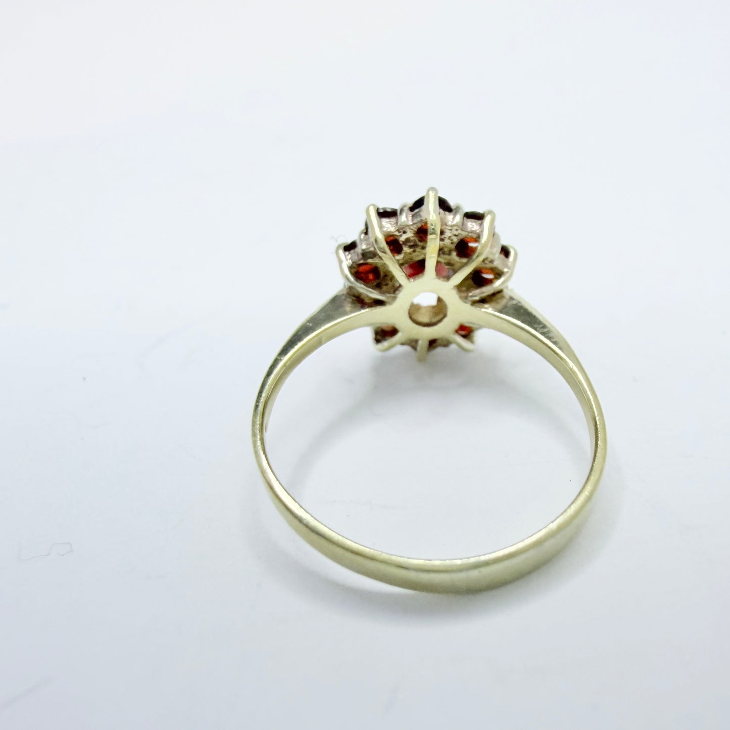 Vintage c 1950s. Gilt Solid Silver Garnet Cluster Ring.