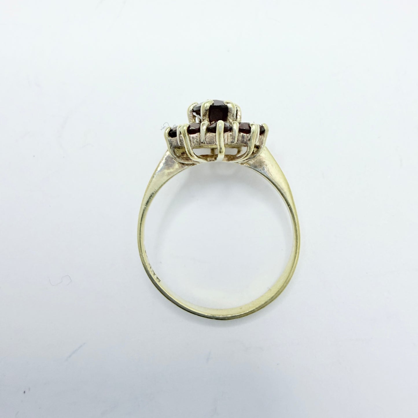 Vintage c 1950s. Gilt Solid Silver Garnet Cluster Ring.