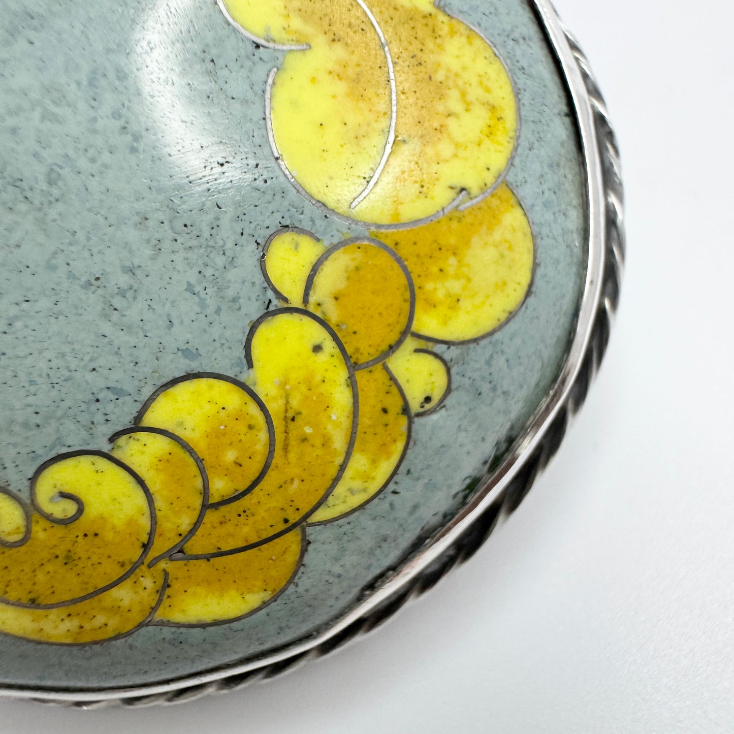 Hugo Lundstedt, Sweden 1921. Antique Arts & Crafts Silver Enamel Brooch.