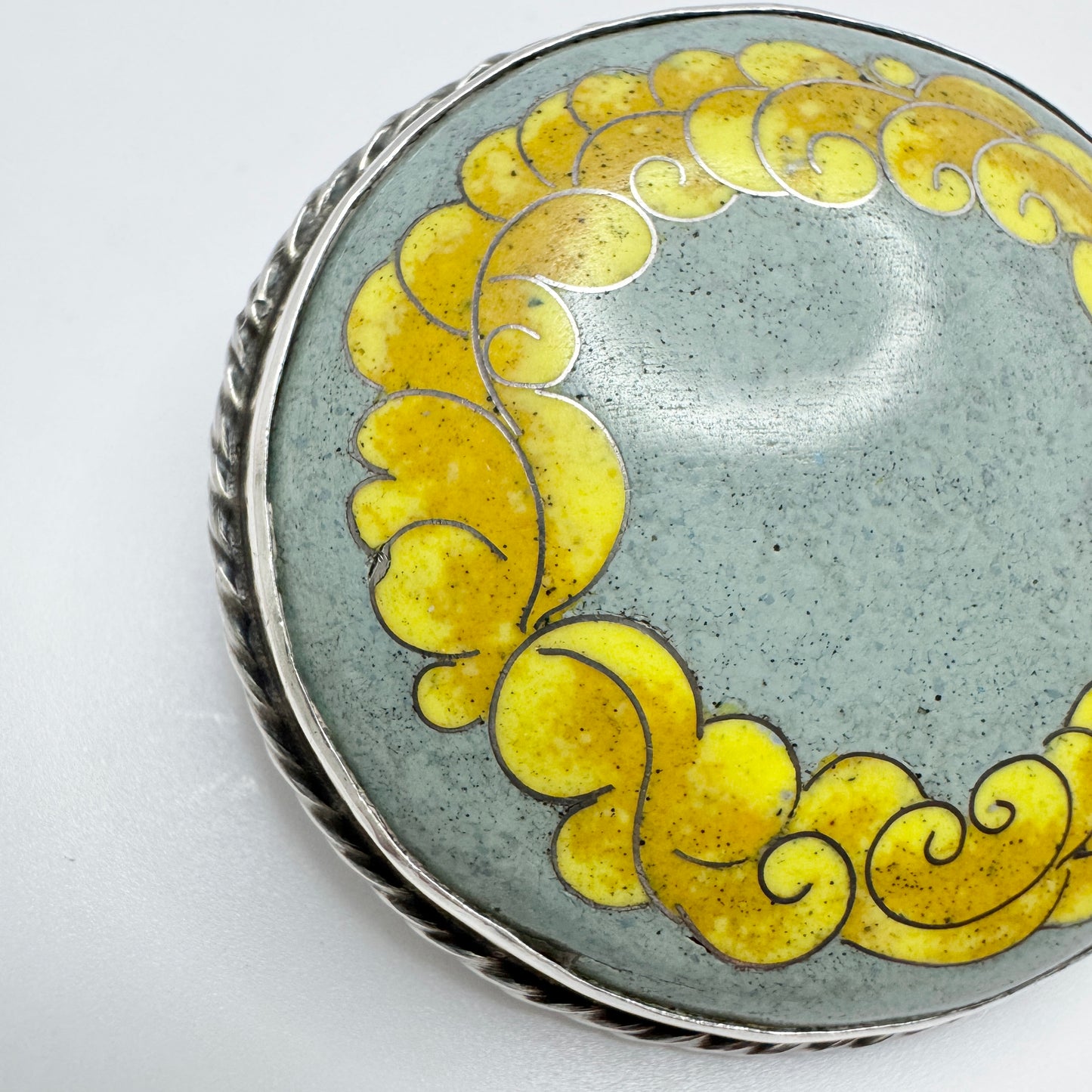 Hugo Lundstedt, Sweden 1921. Antique Arts & Crafts Silver Enamel Brooch.