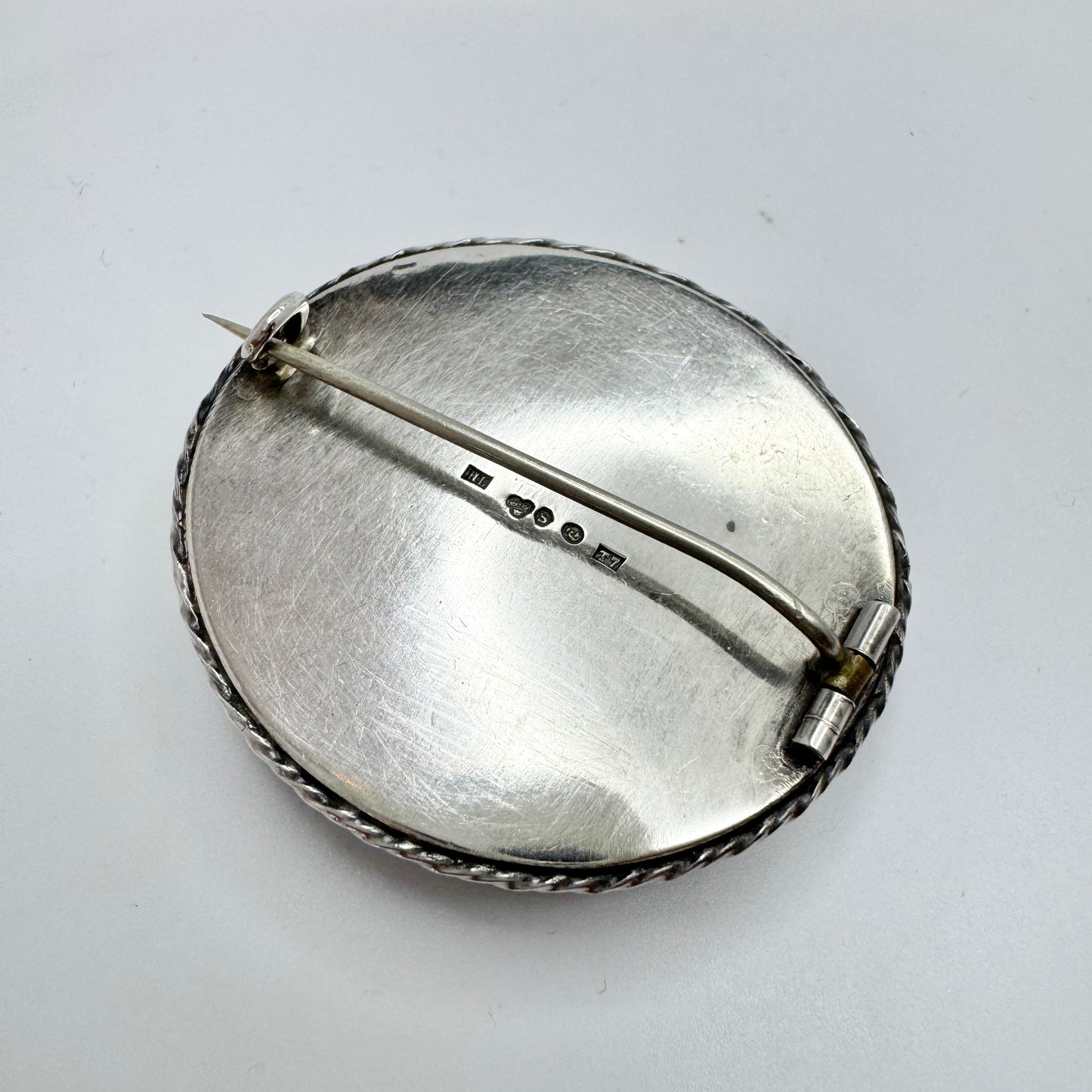 Hugo Lundstedt, Sweden 1921. Antique Arts & Crafts Silver Enamel Brooch.