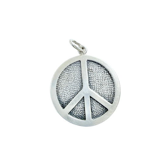 Victor Janson, Sweden 1972. Vintage Hippie-era Solid Silver Peace Sign Pendant.