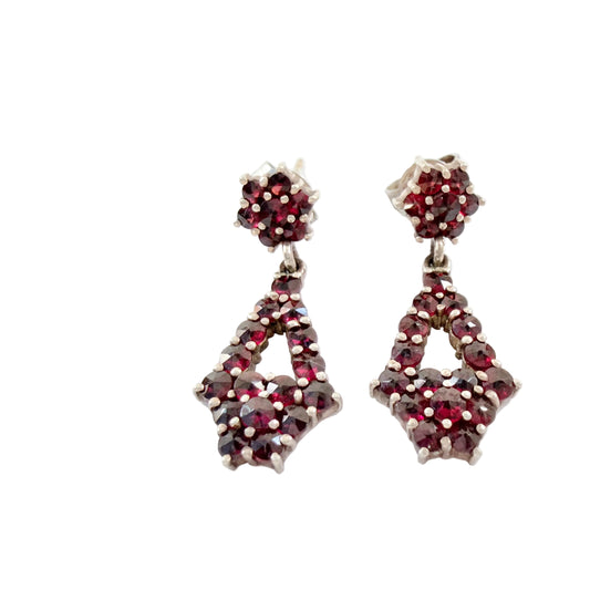 Vintage Gilt Solid Silver Garnet Earrings.