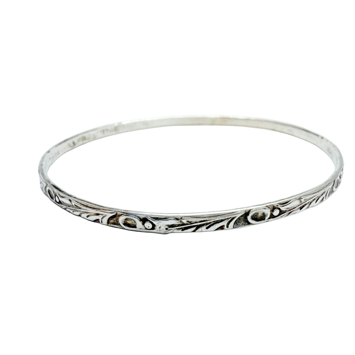 Warsaw, Poland ca 1960s. Vintage Solid Silver Bangle Bracelet.