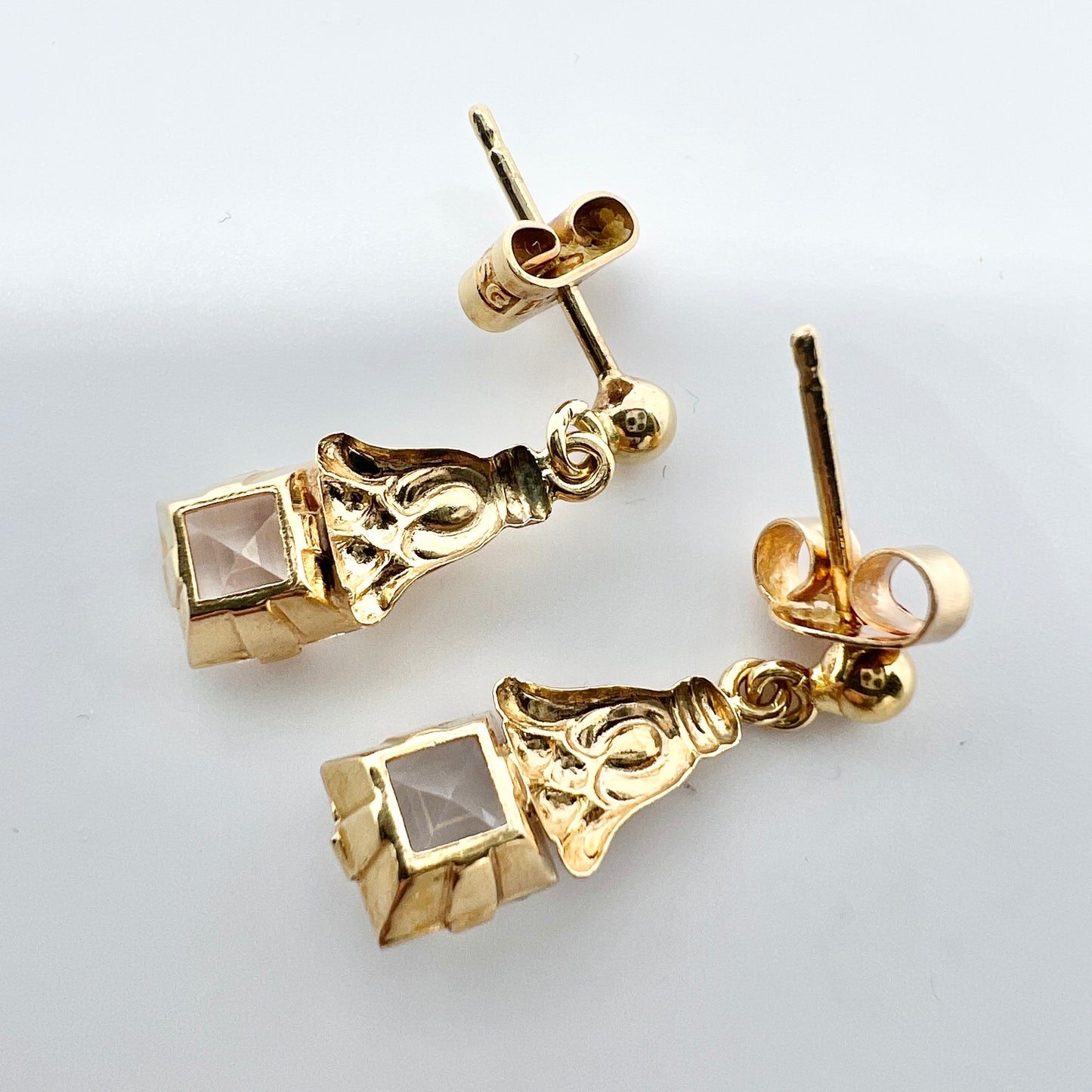 Hedberg, Sweden 1966. Vintage 18k Gold Rock Crystal Earrings.