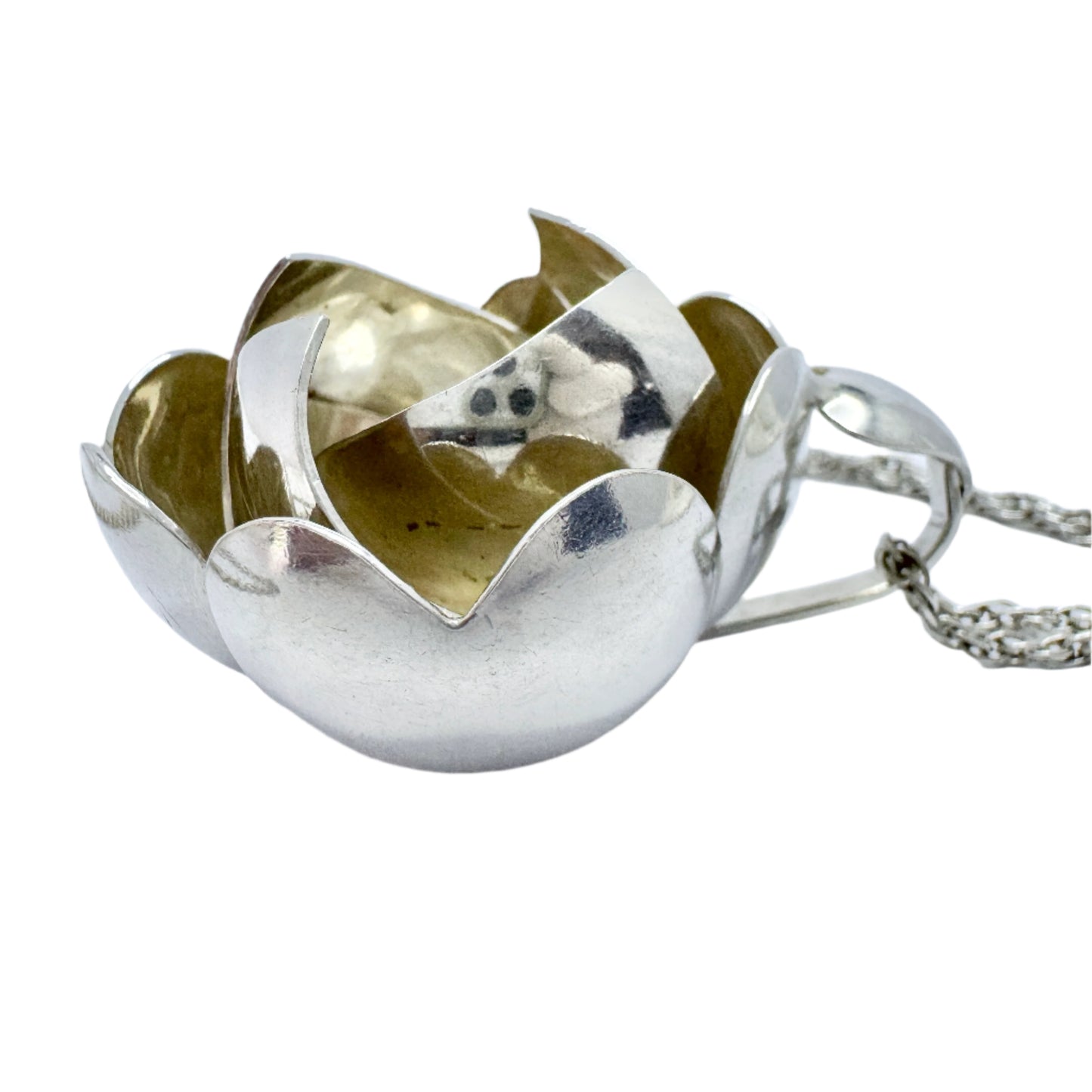 Peter von Post, Sweden 1971. Bold Vintage Sterling Silver Pendant Necklace. Signed.