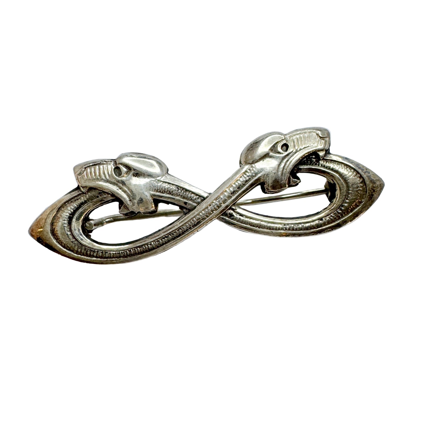 Norway early 1900s. Solid Silver Dragestil Brooch.