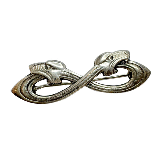 Norway early 1900s. Solid Silver Dragestil Brooch.
