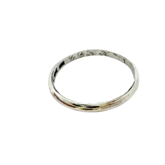 Sweden year 1919. Antique Silver Engagement Band Ring.